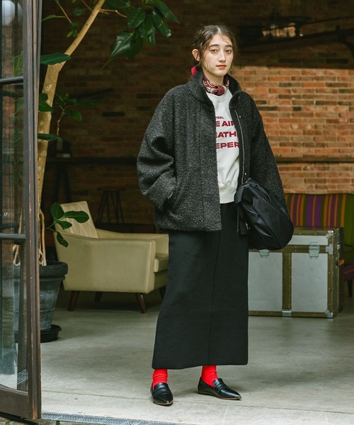 GEORGE'S（ジョージズ）の「カーリーボアブルゾン（ブルゾン・レディース・ブラック/グレー・SMALL/MEDIUM）」の5枚目の写真