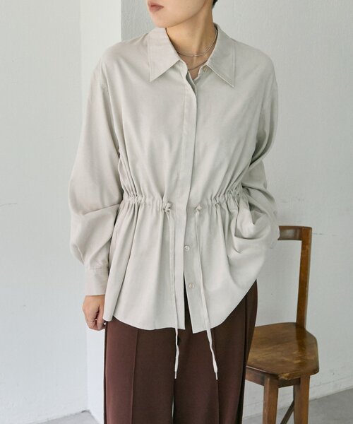 ear PAPILLONNER（イアパピヨネ）の「スエードドロストチュニック【SUM1 STYLE】（シャツ/ブラウス・レディース・ブラック/ホワイト系その他・FREE）」の2枚目の写真