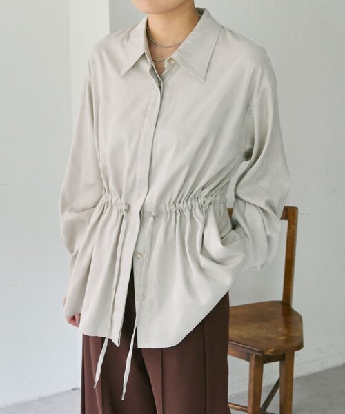 ear PAPILLONNER（イアパピヨネ）の「スエードドロストチュニック【SUM1 STYLE】（シャツ/ブラウス・レディース・ブラック/ホワイト系その他・FREE）」の4枚目の写真