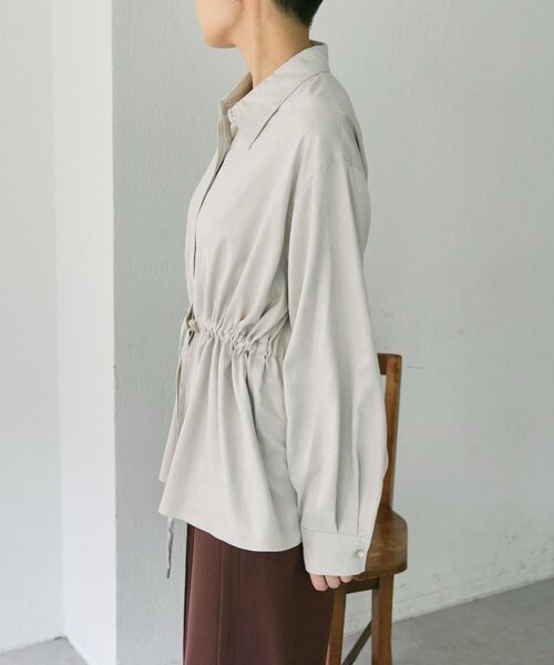 ear PAPILLONNER（イアパピヨネ）の「スエードドロストチュニック【SUM1 STYLE】（シャツ/ブラウス・レディース・ブラック/ホワイト系その他・FREE）」の5枚目の写真