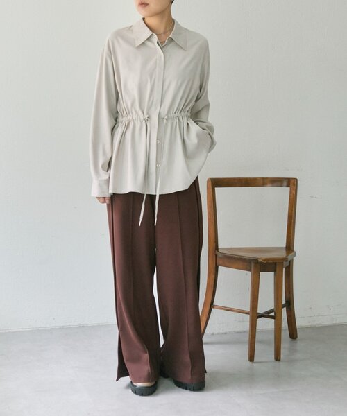 ear PAPILLONNER（イアパピヨネ）の「スエードドロストチュニック【SUM1 STYLE】（シャツ/ブラウス・レディース・ブラック/ホワイト系その他・FREE）」の8枚目の写真