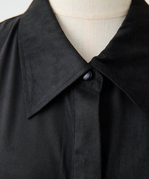 ear PAPILLONNER（イアパピヨネ）の「スエードドロストチュニック【SUM1 STYLE】（シャツ/ブラウス・レディース・ブラック/ホワイト系その他・FREE）」の3枚目の写真