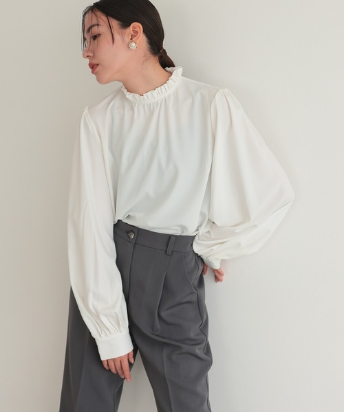 TOKYO OFFICA(トーキョーオフィカ)の「卒業式・入学式・学校行事・結婚式 対応【手洗いOK】ペプラム ブラウス付き 3点セット ママ きれいめ パンツスーツ レディース ノーカラー ジャケット セレモニー ママスーツ 七五三 ビジネス セットアップ スーツ(スーツセット・レディース・ベージュ/ネイビー/チャコール/ブラック・M/L)」の14枚目の写真