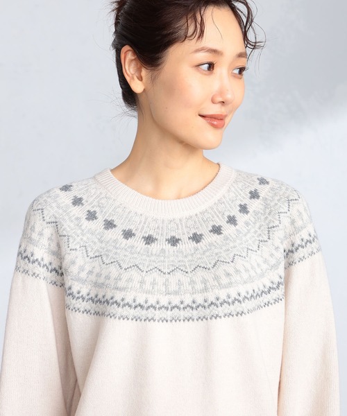 GALLORIA(ギャローリア)の「求心ジャガード柄ニット(ニット/セーター・レディース・ライトベージュ/グレー/ブラウン・L/LL/M/S)」の14枚目の写真
