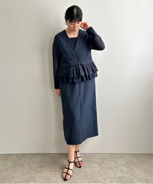 LHELBIE(レルビエ)の「ミックスティアードジレ(ベスト・レディース・ブラック/ネイビー/ベージュ・M)」の22枚目の写真