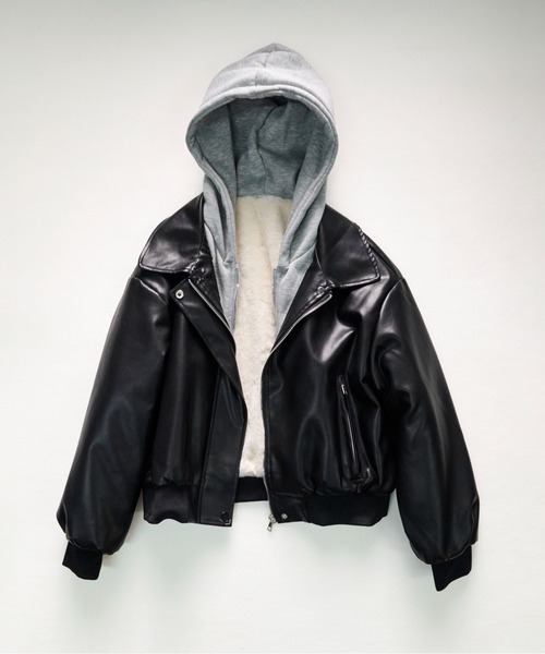CALIFORNIA OUTFITTERS(カリフォルニア アウトフィッターズ)の「11C4 裏ファー レイヤード フード付PUレザージャケット(ブルゾン・メンズ・ブラウン/ブラック・FREE)」の19枚目の写真