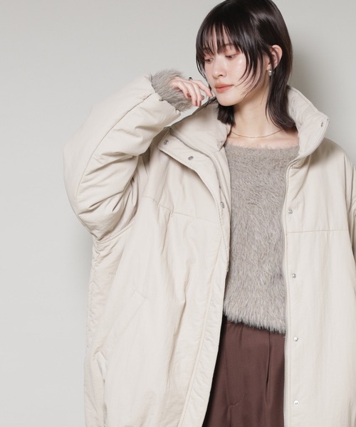 NANO universe(ナノユニバース)の「撥水加工 中綿スタンドオーバージップブルゾン(ブルゾン・レディース・ブラック/ホワイト/ベージュ・FREE)」の6枚目の写真