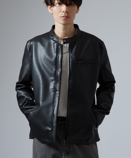improves（インプローブス）の「PU シングル ライダースジャケット（ライダースジャケット・メンズ・ブラック・SMALL/MEDIUM/LARGE/X-LARGE）」の2枚目の写真