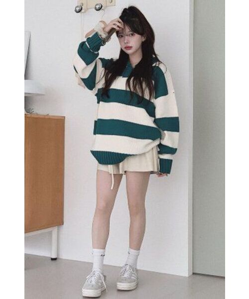 MAINBOOTH(メインブース)の「Traveler Oversized Sweater(TEAL GREEN)(ニット/セーター・レディース・その他・2/3)」の13枚目の写真