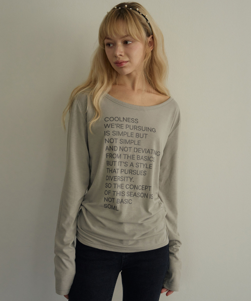 5OML（オーオーエムエル）の「レタリングルーズフィットロングスリーブ（グレー）（Tシャツ/カットソー・レディース・グレー・MEDIUM/LARGE）」の2枚目の写真