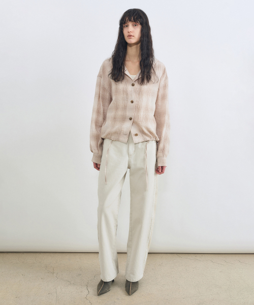 INSILENCE WOMEN(インサイレンスウーマン)の「チェックリネンフードシャツ BEIGE(パーカー・レディース・その他・SMALL/MEDIUM)」の2枚目の写真