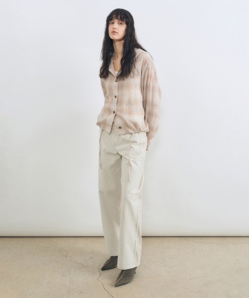 INSILENCE WOMEN(インサイレンスウーマン)の「チェックリネンフードシャツ BEIGE(パーカー・レディース・その他・SMALL/MEDIUM)」の3枚目の写真