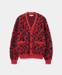 leopard v-neck cardigan red