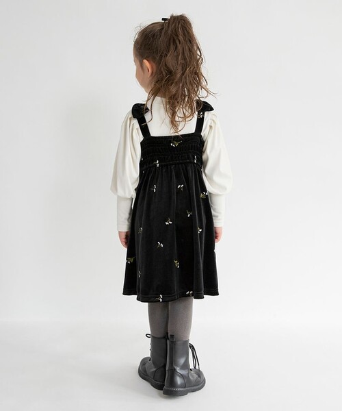 プチレディ】花柄刺しゅうベロアジャンパースカート（スカート