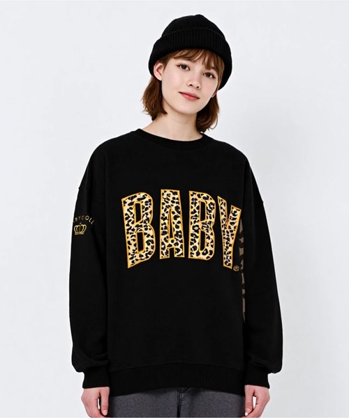 BABYDOLL（ベビードール）の「親子お揃い BIGヒョウ柄スリーブトレーナー 1173A（スウェット・レディース・ブラック/ピンク系その他7・ユニセックスS/ユニセックスM/ユニセックスL/ユニセックスXL）」の2枚目の写真