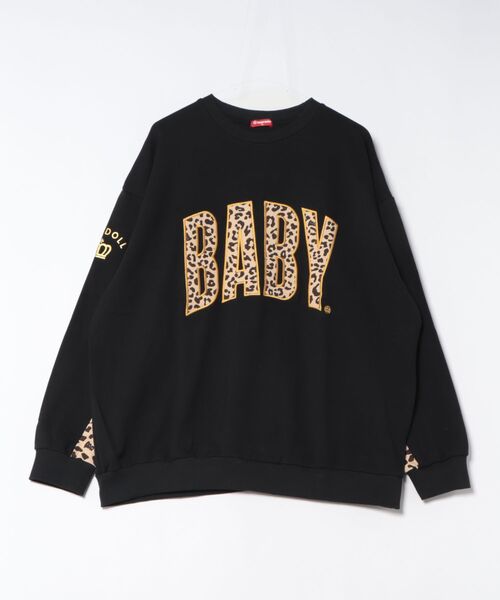 BABYDOLL（ベビードール）の「親子お揃い BIGヒョウ柄スリーブトレーナー 1173A（スウェット・レディース・ブラック/ピンク系その他7・ユニセックスS/ユニセックスM/ユニセックスL/ユニセックスXL）」の9枚目の写真