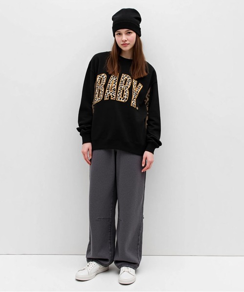 BABYDOLL（ベビードール）の「親子お揃い BIGヒョウ柄スリーブトレーナー 1173A（スウェット・レディース・ブラック/ピンク系その他7・ユニセックスS/ユニセックスM/ユニセックスL/ユニセックスXL）」の8枚目の写真