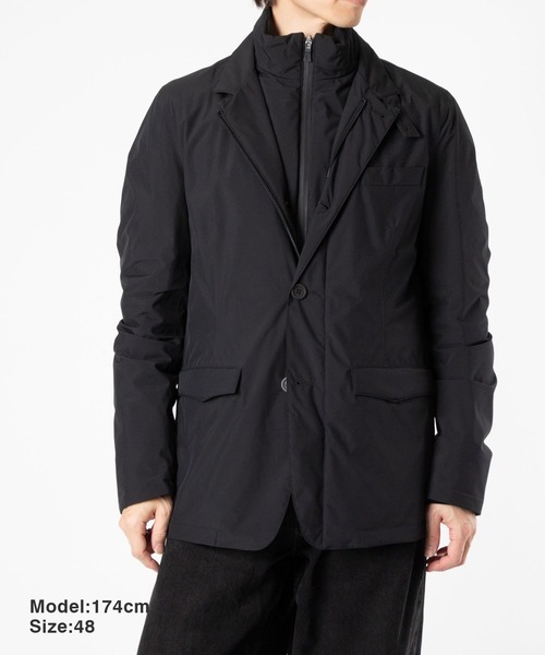 HERNO(ヘルノ)の「HERNO BLAZER WITH BIB IN 2-LAYER PROMETEO DOWN JACKET ヘルノ ビブイン 2レイヤー テイラード ダウンジャケット(ダウンジャケット/コート・メンズ・ブラック・48/52/46/50)」の3枚目の写真
