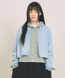 W DENIM CROP BLOUSE [SKY BLUE]