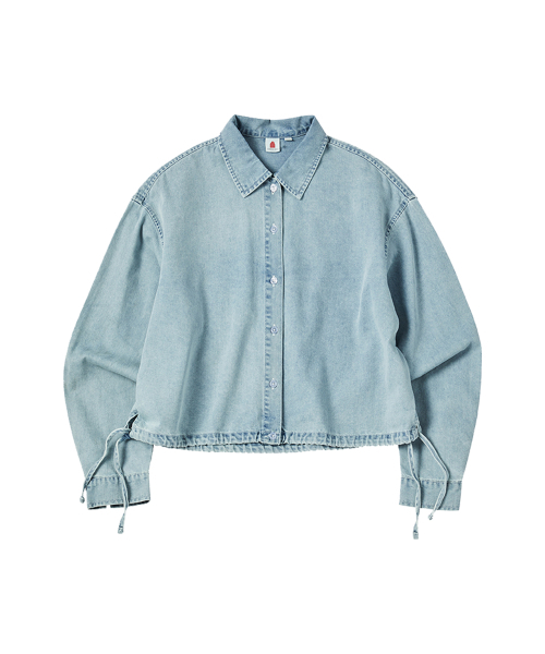 COMONINOZ（コモニノズ）の「W DENIM CROP BLOUSE [SKY BLUE]（シャツ/ブラウス・レディース・スカイブルー・FREE）」の2枚目の写真