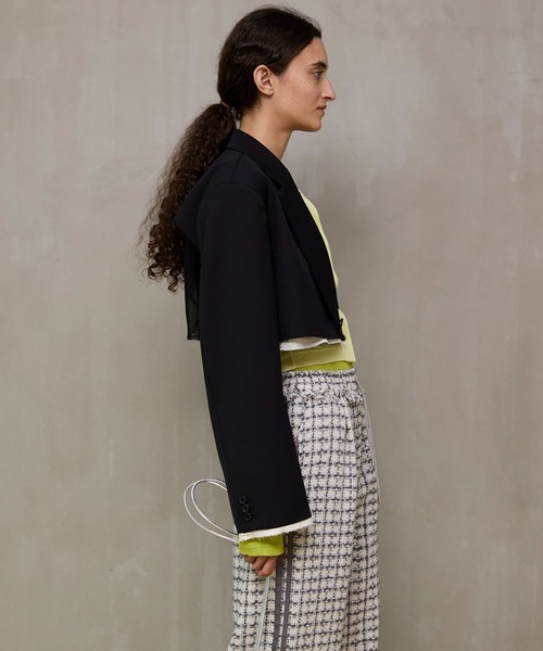 MAISON SPECIAL（メゾンスペシャル）の「Back-Tulle Short Jacket/バックチュールショートジャケット（テーラードジャケット・レディース・グレー/ベージュ/ブラック・FREE）」の7枚目の写真