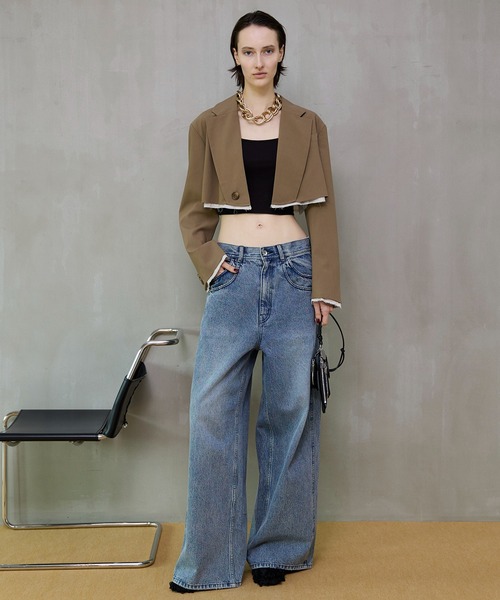 MAISON SPECIAL（メゾンスペシャル）の「Back-Tulle Short Jacket/バックチュールショートジャケット（テーラードジャケット・レディース・グレー/ベージュ/ブラック・FREE）」の8枚目の写真