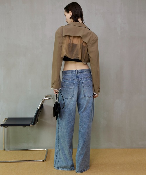 MAISON SPECIAL（メゾンスペシャル）の「Back-Tulle Short Jacket/バックチュールショートジャケット（テーラードジャケット・レディース・グレー/ベージュ/ブラック・FREE）」の10枚目の写真