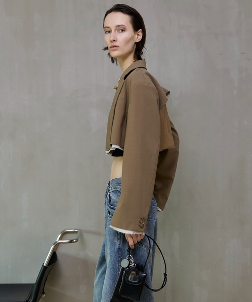 MAISON SPECIAL（メゾンスペシャル）の「Back-Tulle Short Jacket/バックチュールショートジャケット（テーラードジャケット・レディース・グレー/ベージュ/ブラック・FREE）」の12枚目の写真