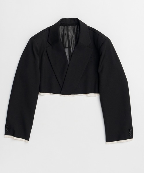 MAISON SPECIAL（メゾンスペシャル）の「Back-Tulle Short Jacket/バックチュールショートジャケット（テーラードジャケット・レディース・グレー/ベージュ/ブラック・FREE）」の17枚目の写真