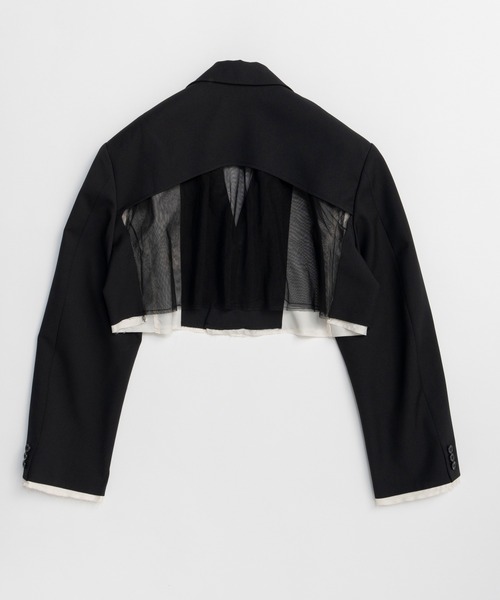 MAISON SPECIAL（メゾンスペシャル）の「Back-Tulle Short Jacket/バックチュールショートジャケット（テーラードジャケット・レディース・グレー/ベージュ/ブラック・FREE）」の18枚目の写真