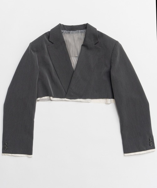 MAISON SPECIAL（メゾンスペシャル）の「Back-Tulle Short Jacket/バックチュールショートジャケット（テーラードジャケット・レディース・グレー/ベージュ/ブラック・FREE）」の19枚目の写真