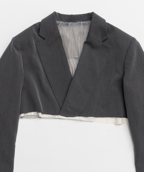 MAISON SPECIAL（メゾンスペシャル）の「Back-Tulle Short Jacket/バックチュールショートジャケット（テーラードジャケット・レディース・グレー/ベージュ/ブラック・FREE）」の20枚目の写真
