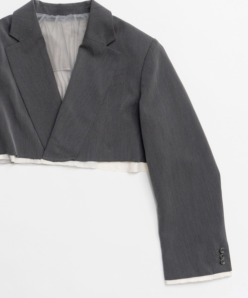 MAISON SPECIAL（メゾンスペシャル）の「Back-Tulle Short Jacket/バックチュールショートジャケット（テーラードジャケット・レディース・グレー/ベージュ/ブラック・FREE）」の21枚目の写真
