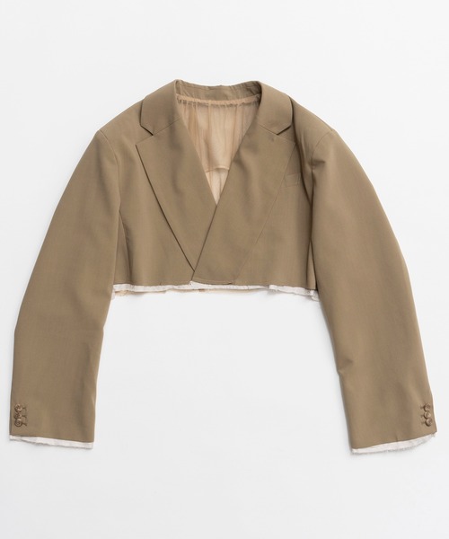 MAISON SPECIAL（メゾンスペシャル）の「Back-Tulle Short Jacket/バックチュールショートジャケット（テーラードジャケット・レディース・グレー/ベージュ/ブラック・FREE）」の15枚目の写真