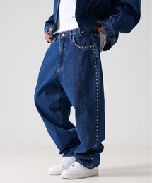 FUBU（ フブ）の「FUBU フブ ブランド Studs Denim Pants / スタッズ デニム パンツ ワイド（デニムパンツ）」