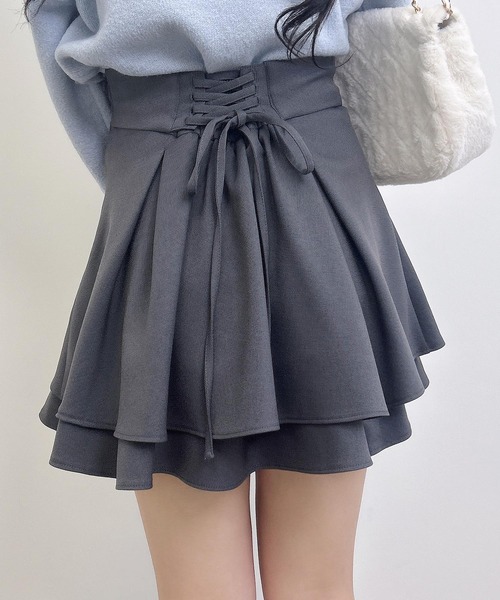 INGNI（イング）の「バックレースアップタックフレアスカート（スカート・レディース・グレー/ライトベージュ/ブラック・FREE）」の4枚目の写真