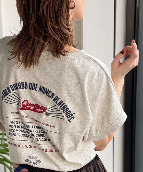 Java（ジャバ）の「《JaVaジャバコラボ》背中で魅せる。バック刺繍フレンチスリーブTシャツ（半袖）（Tシャツ/カットソー・レディース・オートミール/チャコール/ブラウン/その他1・X-LARGE/SMALL/MEDIUM/LARGE）」の3枚目の写真