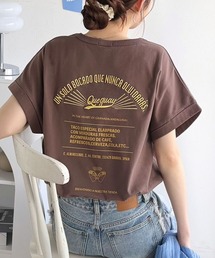 Java（ジャバ）の「《JaVaジャバコラボ》背中で魅せる。バック刺繍フレンチスリーブTシャツ(半袖)（Tシャツ/カットソー）」