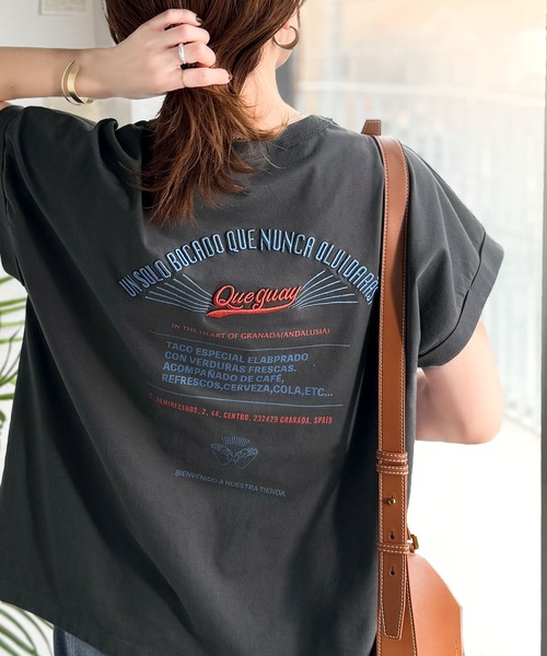 Java（ジャバ）の「《JaVaジャバコラボ》背中で魅せる。バック刺繍フレンチスリーブTシャツ（半袖）（Tシャツ/カットソー・レディース・オートミール/チャコール/ブラウン/その他1・X-LARGE/SMALL/MEDIUM/LARGE）」の5枚目の写真