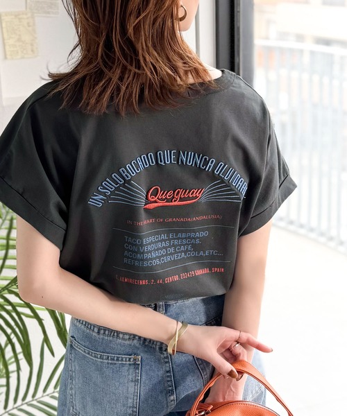 Java（ジャバ）の「《JaVaジャバコラボ》背中で魅せる。バック刺繍フレンチスリーブTシャツ（半袖）（Tシャツ/カットソー・レディース・オートミール/チャコール/ブラウン/その他1・X-LARGE/SMALL/MEDIUM/LARGE）」の11枚目の写真