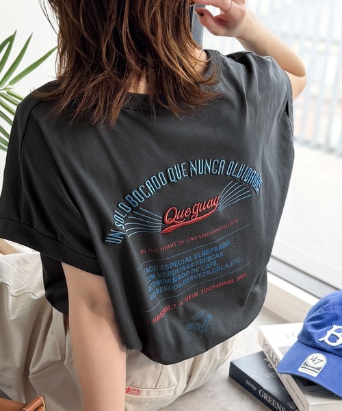 Java（ジャバ）の「《JaVaジャバコラボ》背中で魅せる。バック刺繍フレンチスリーブTシャツ（半袖）（Tシャツ/カットソー・レディース・オートミール/チャコール/ブラウン/その他1・X-LARGE/SMALL/MEDIUM/LARGE）」の10枚目の写真