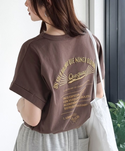Java（ジャバ）の「《JaVaジャバコラボ》背中で魅せる。バック刺繍フレンチスリーブTシャツ（半袖）（Tシャツ/カットソー・レディース・オートミール/チャコール/ブラウン/その他1・X-LARGE/SMALL/MEDIUM/LARGE）」の6枚目の写真