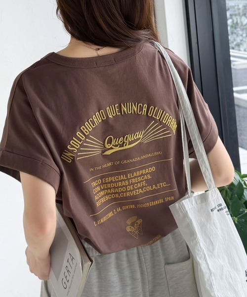 Java（ジャバ）の「《JaVaジャバコラボ》背中で魅せる。バック刺繍フレンチスリーブTシャツ（半袖）（Tシャツ/カットソー・レディース・オートミール/チャコール/ブラウン/その他1・X-LARGE/SMALL/MEDIUM/LARGE）」の7枚目の写真