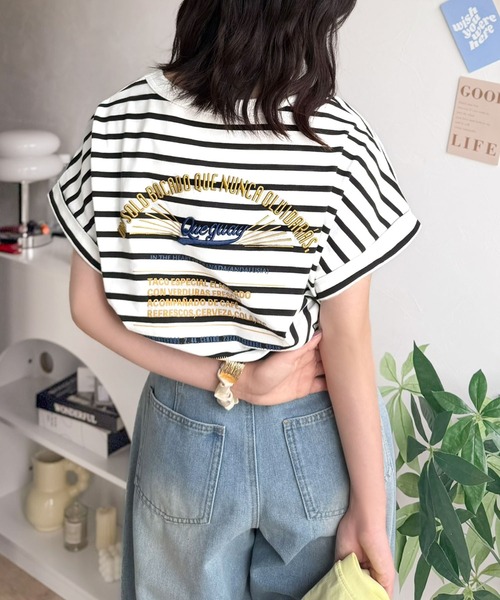 Java（ジャバ）の「《JaVaジャバコラボ》背中で魅せる。バック刺繍フレンチスリーブTシャツ（半袖）（Tシャツ/カットソー・レディース・オートミール/チャコール/ブラウン/その他1・X-LARGE/SMALL/MEDIUM/LARGE）」の15枚目の写真