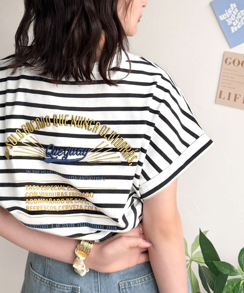 Java（ジャバ）の「《JaVaジャバコラボ》背中で魅せる。バック刺繍フレンチスリーブTシャツ（半袖）（Tシャツ/カットソー・レディース・オートミール/チャコール/ブラウン/その他1・X-LARGE/SMALL/MEDIUM/LARGE）」の16枚目の写真