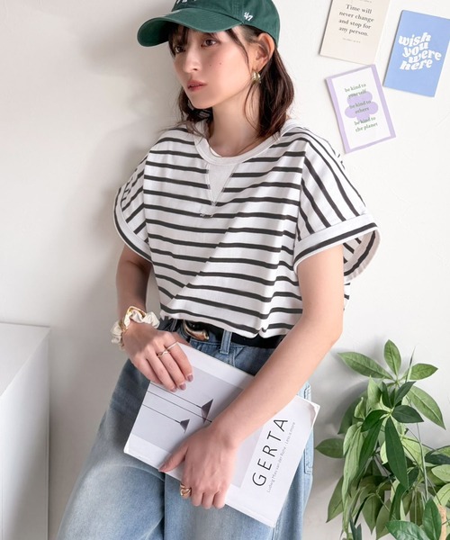 Java（ジャバ）の「《JaVaジャバコラボ》背中で魅せる。バック刺繍フレンチスリーブTシャツ（半袖）（Tシャツ/カットソー・レディース・オートミール/チャコール/ブラウン/その他1・X-LARGE/SMALL/MEDIUM/LARGE）」の20枚目の写真