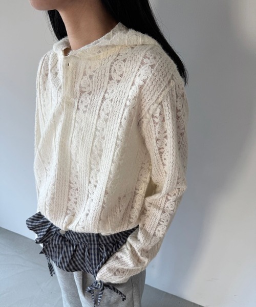 SANSeLF（サンセルフ）の「【SANSeLF】フロントボタンフードレーストップス saw25a069（その他トップス・レディース・ホワイト・FREE）」の5枚目の写真