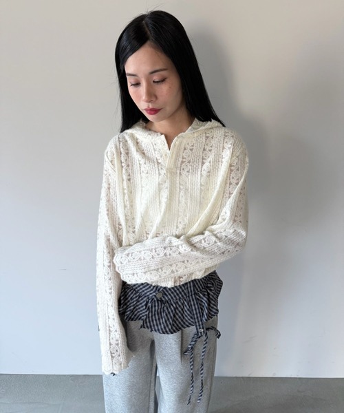 SANSeLF（サンセルフ）の「【SANSeLF】フロントボタンフードレーストップス saw25a069（その他トップス・レディース・ホワイト・FREE）」の7枚目の写真