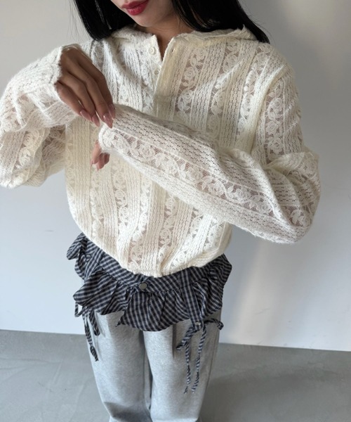 SANSeLF（サンセルフ）の「【SANSeLF】フロントボタンフードレーストップス saw25a069（その他トップス・レディース・ホワイト・FREE）」の8枚目の写真