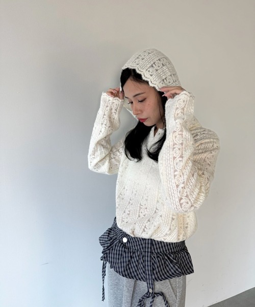 SANSeLF（サンセルフ）の「【SANSeLF】フロントボタンフードレーストップス saw25a069（その他トップス・レディース・ホワイト・FREE）」の3枚目の写真